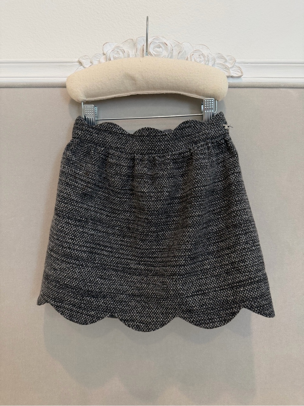 Zara Kids Gray Tweed Scallop Hem Kids Skirt
